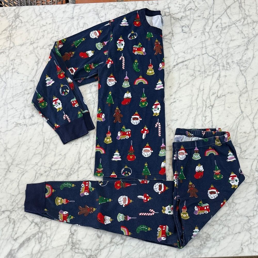 Festive Ornament Pajamas - Blue with Holiday Print Women’s Sz L